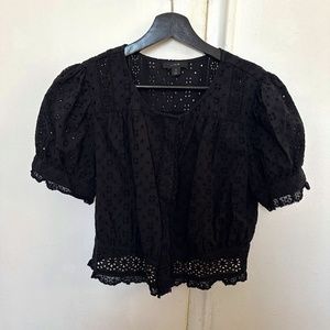 J.crew Button-front Eyelet Cropped Top